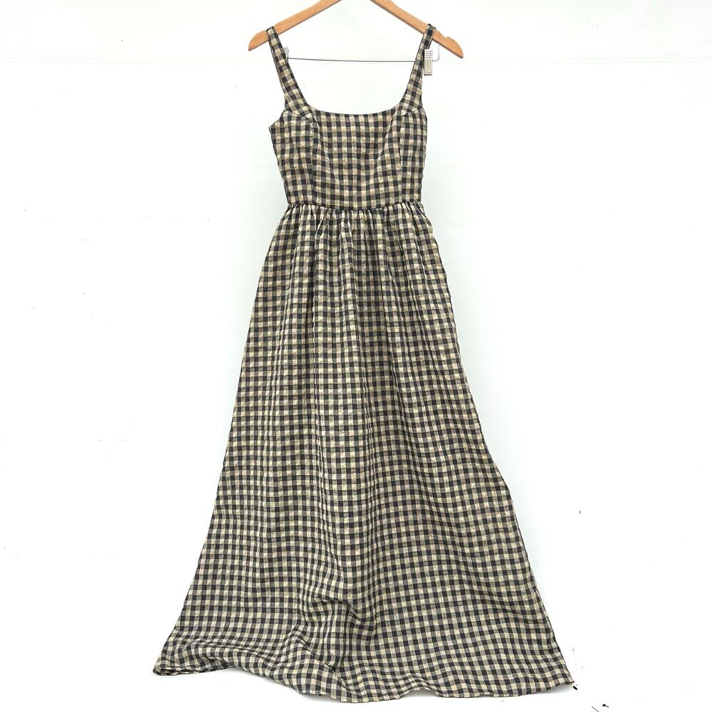 Princess Polly Cartmel Brown Black Check Gingham Maxi Dress 2 Romantic Prairie - Picture 3 of 10